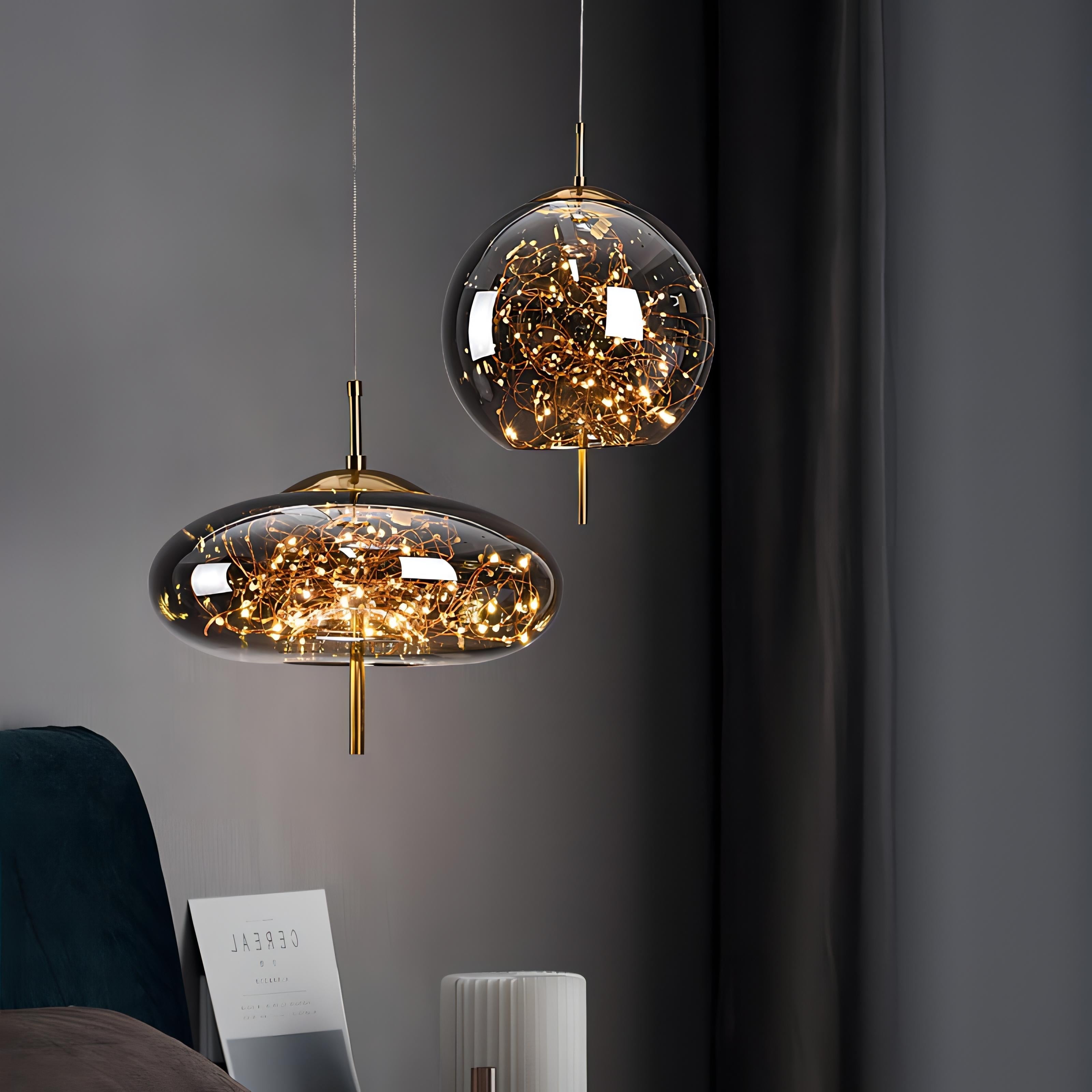 Zev - Coloured Glass Hanging Dome Burst Star Pendant Ceiling Light
