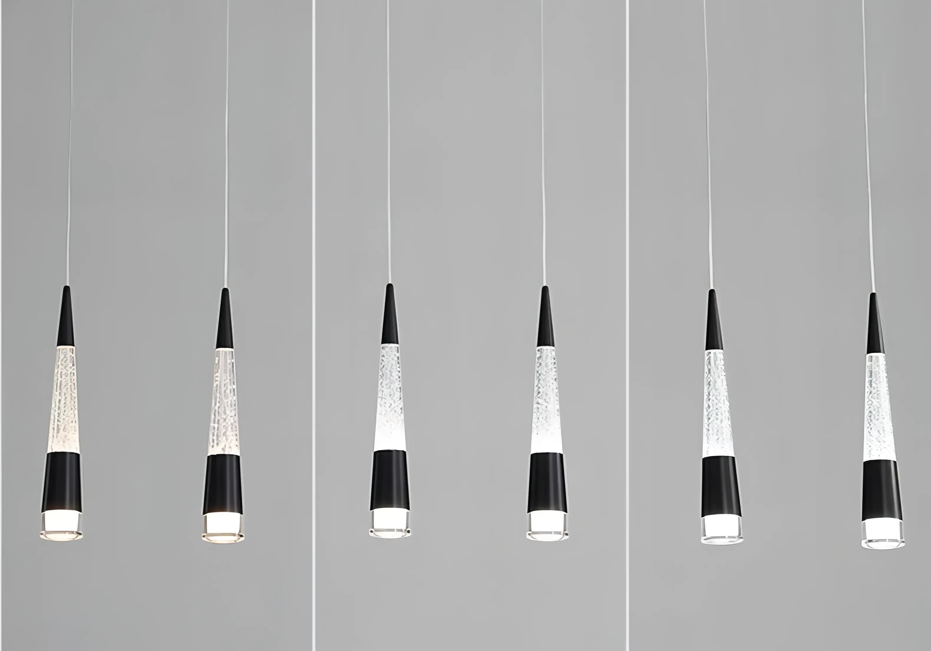 Riza - Modern Hanging Cone Glass Striped Pedant Ceiling Light