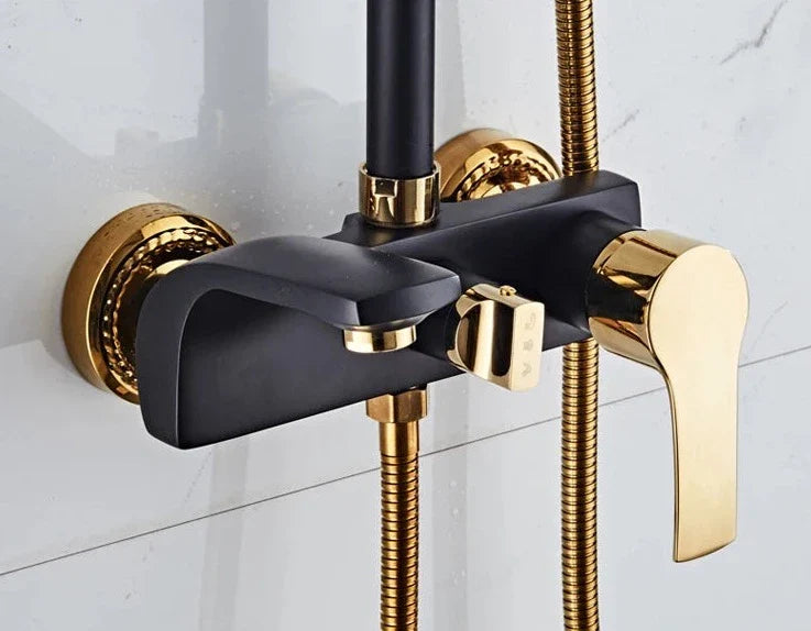Kyndal - Modern Brass Bathroom Shower Set with Rainfall Shower Head and Hand Shower