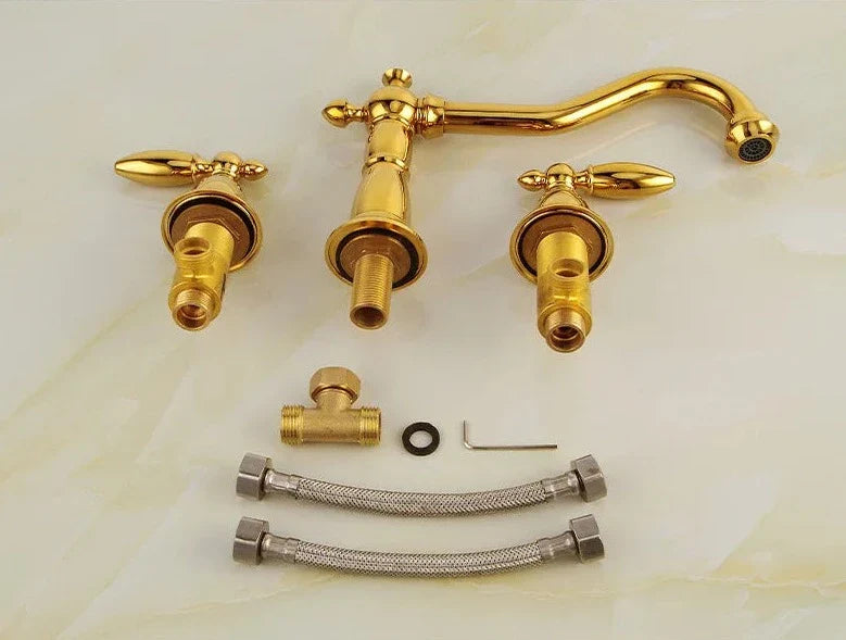 Blaise - Brass Dual Handle Curved Mixer Basin Tap