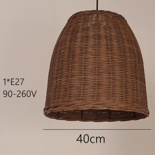 EKUA - Handmade Rattan Shade Round Pendant Ceiling Light