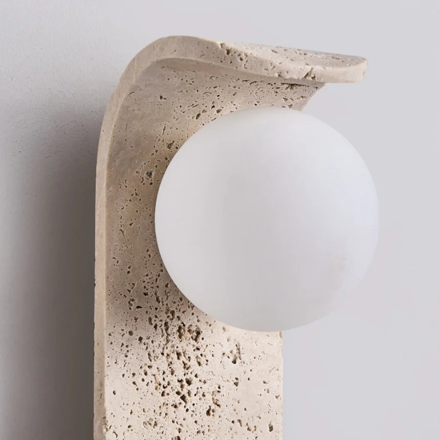 Noah - Yellow Cave Stone Wall Light White Glass LED