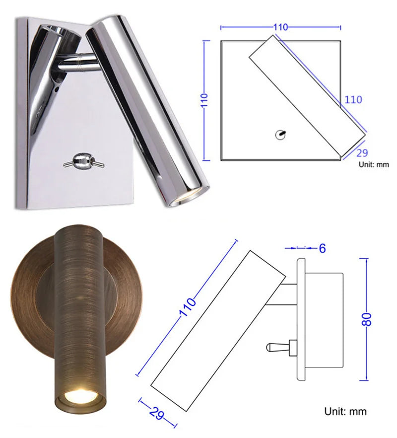 Octavio - Modern Adjustable LED Cylinder Reading Wall Light