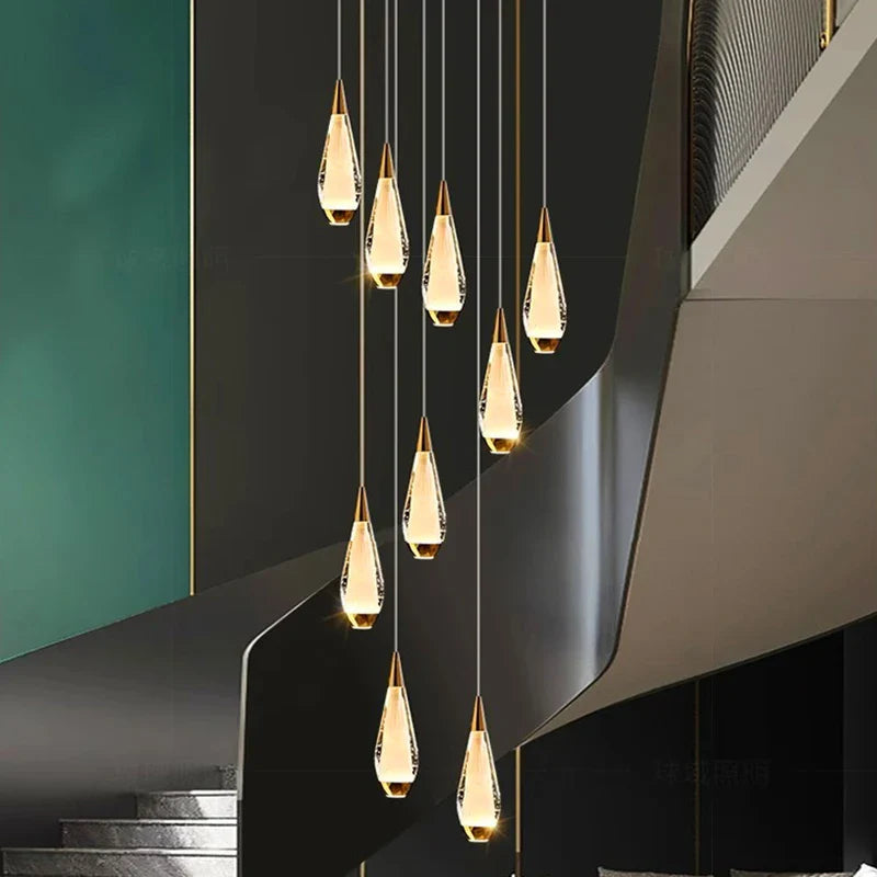Carrie - Modern Spiral Teardrop with Liquid Ceiling Chandelier