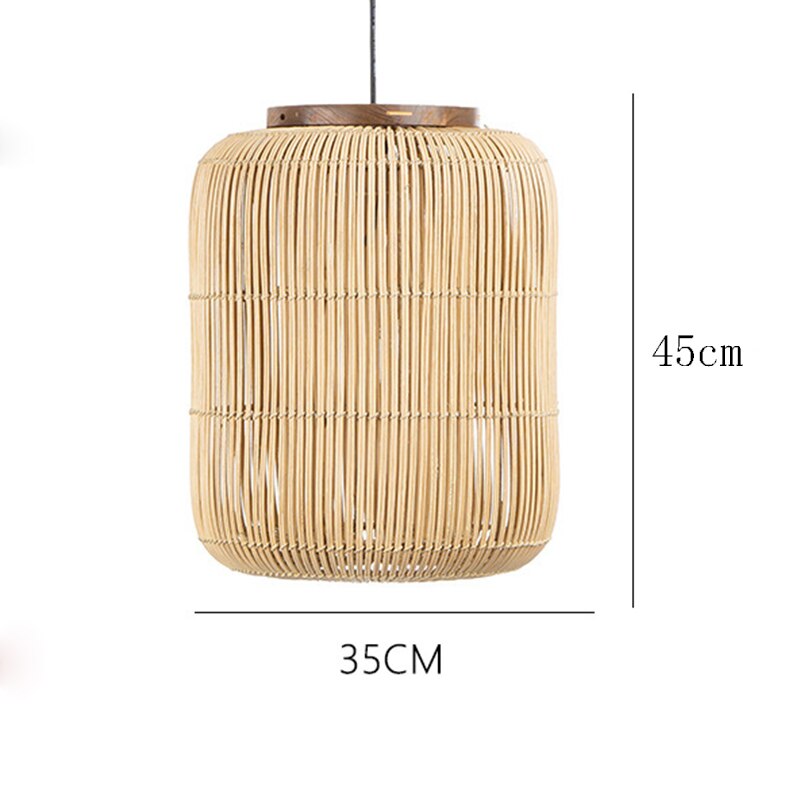 Karola - Retro Rattan Squashed Round Ceiling Light