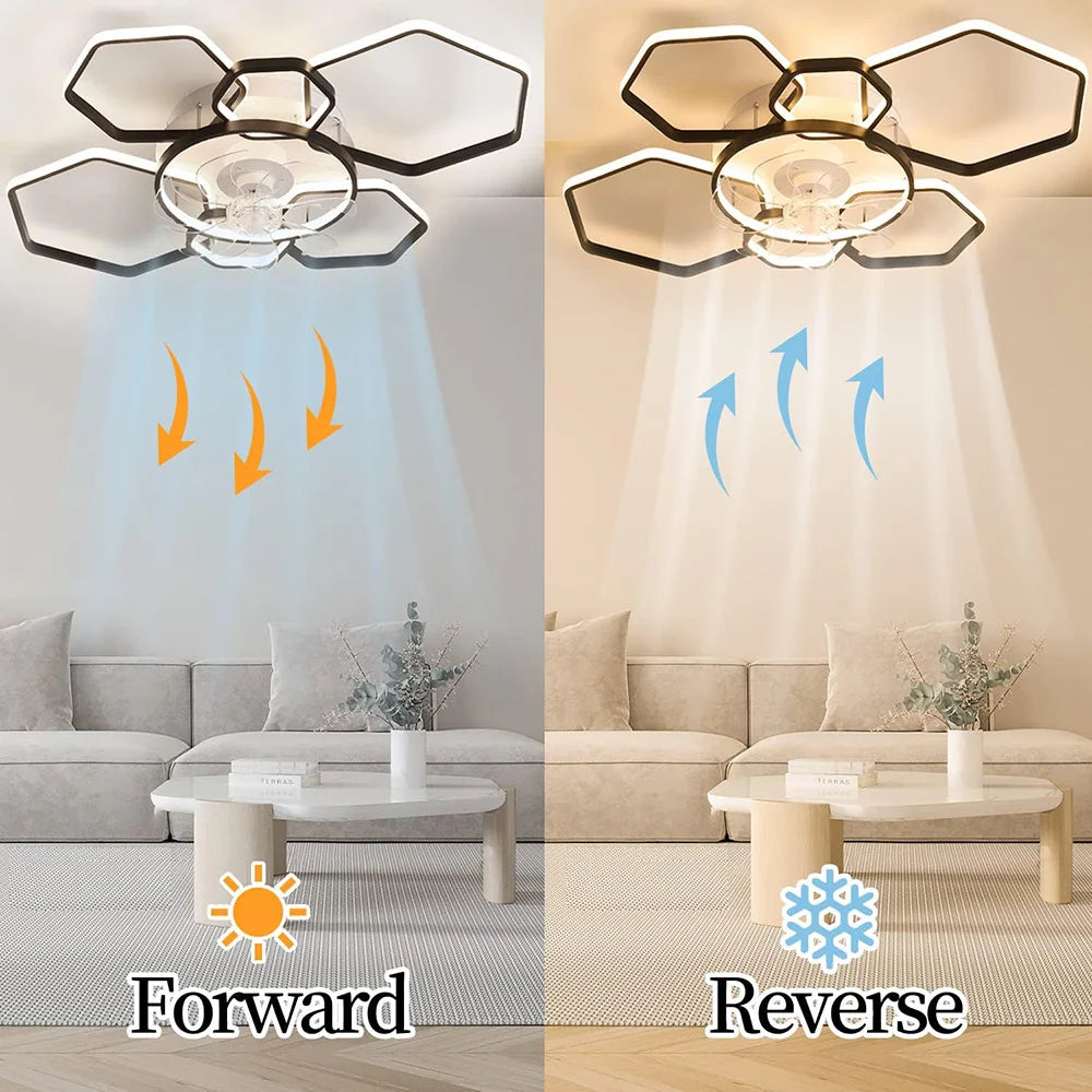 Genaro - Modern Hexagonal 6 Speeds LED Ceiling Fan with Remote Control
