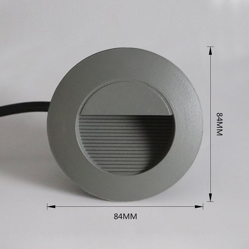 Cozamaloti - Outdoor Round Grey LED Recessed Stair Wall Light