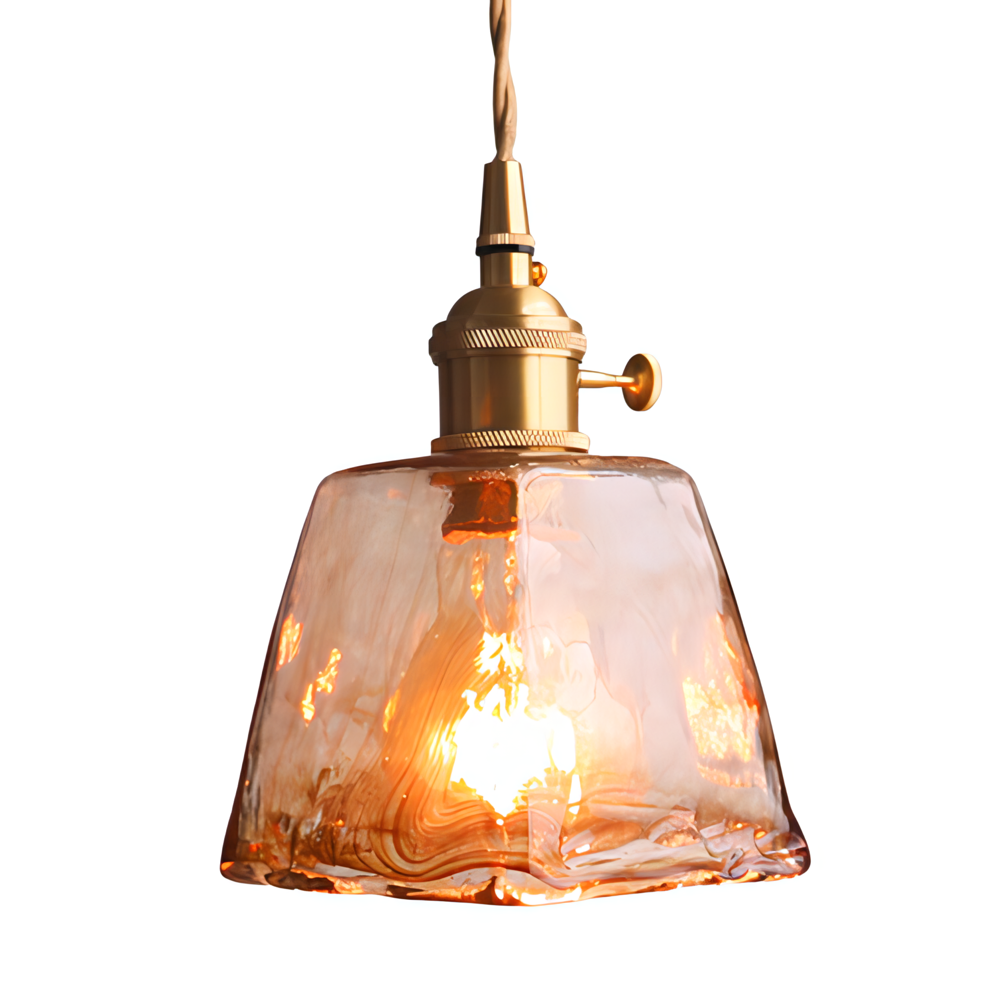 Sergia - Retro Brass Stained Glass Hanging Lamp