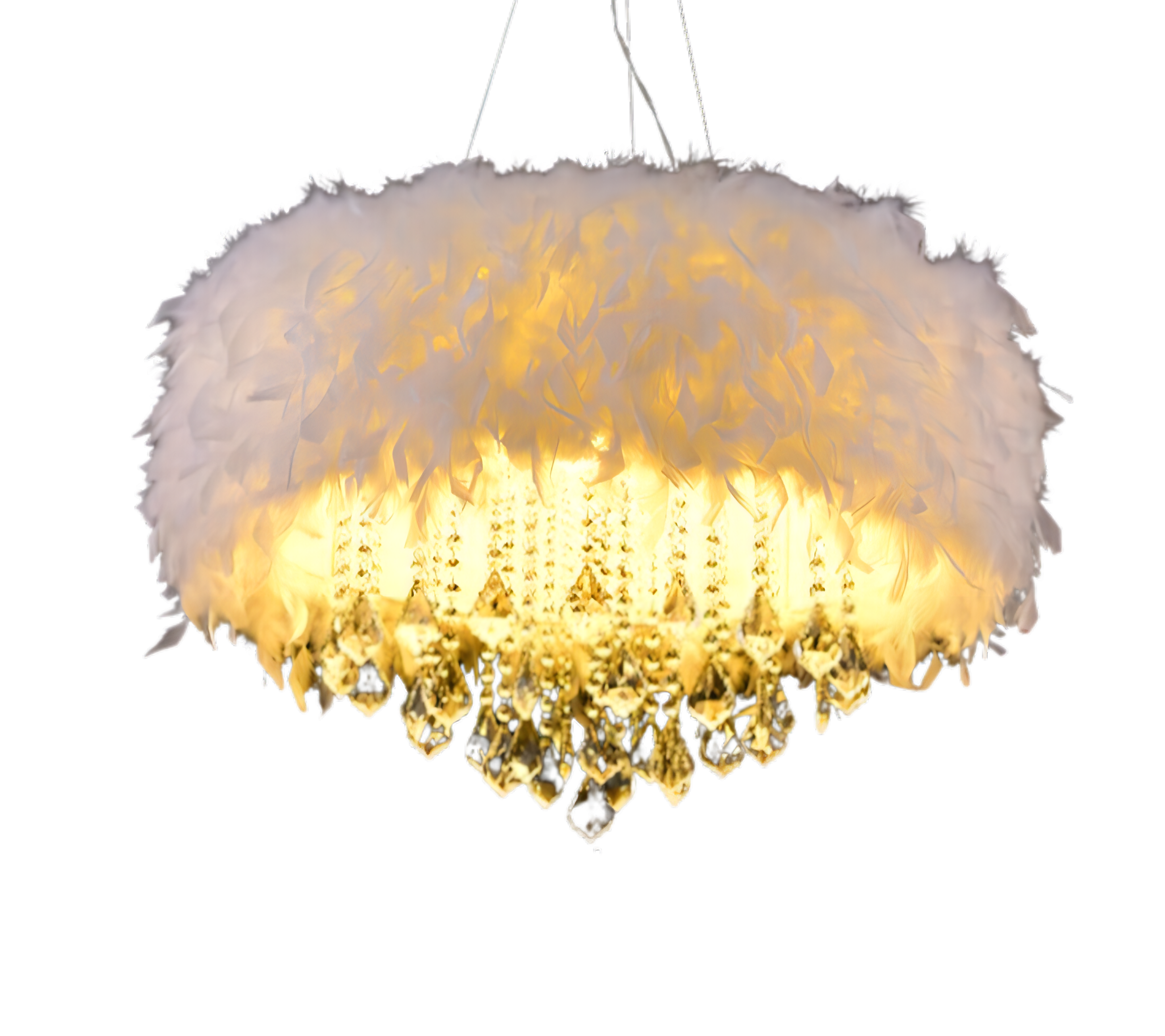 Benedict - Feather Round Hanging Ceiling Chandelier