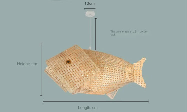 Amaris - Modern Bamboo Wood Hanging Fish Ceiling Light