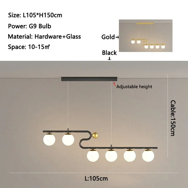 Sheila - Modern Curved Glass Ball Ceiling Light