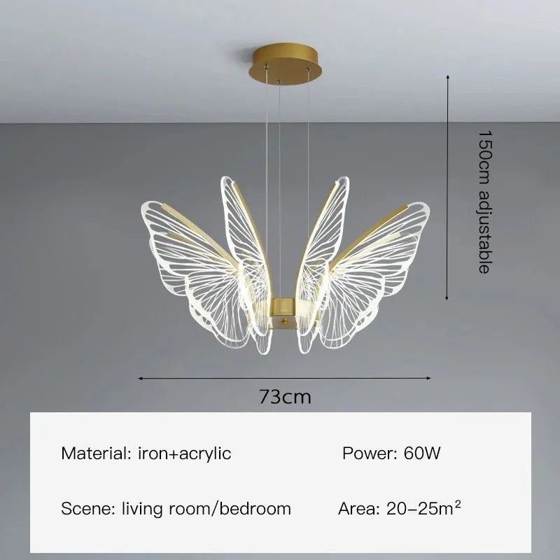 Warren - Gold LED Butterfly Wings Hanging Chandelier