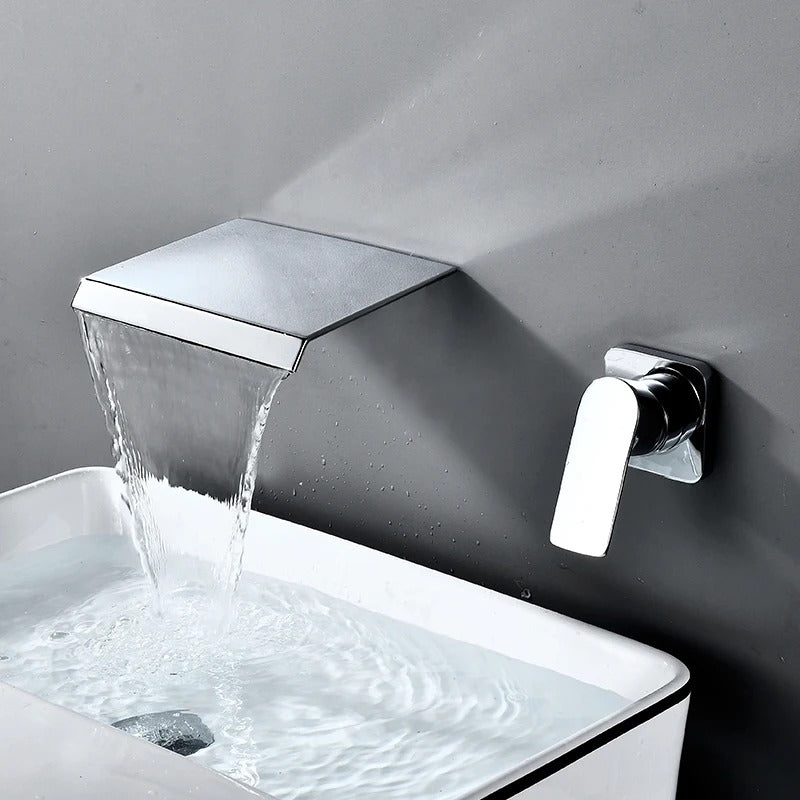 Jair - Modern Waterfall Wall Mounted Single Lever Basin Tap Set