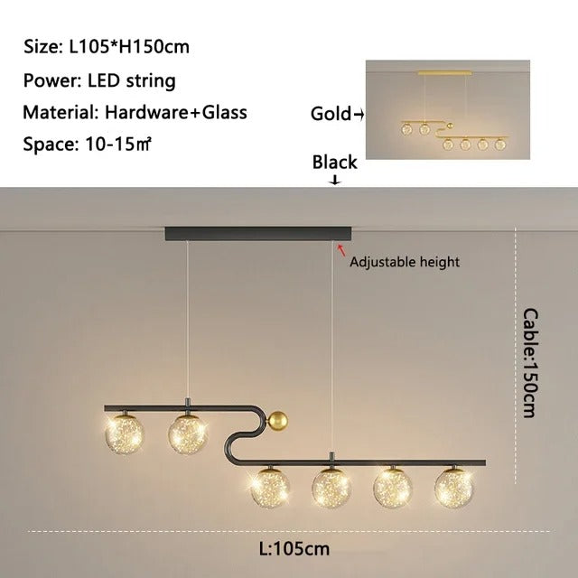 Sheila - Modern Curved Glass Ball Ceiling Light