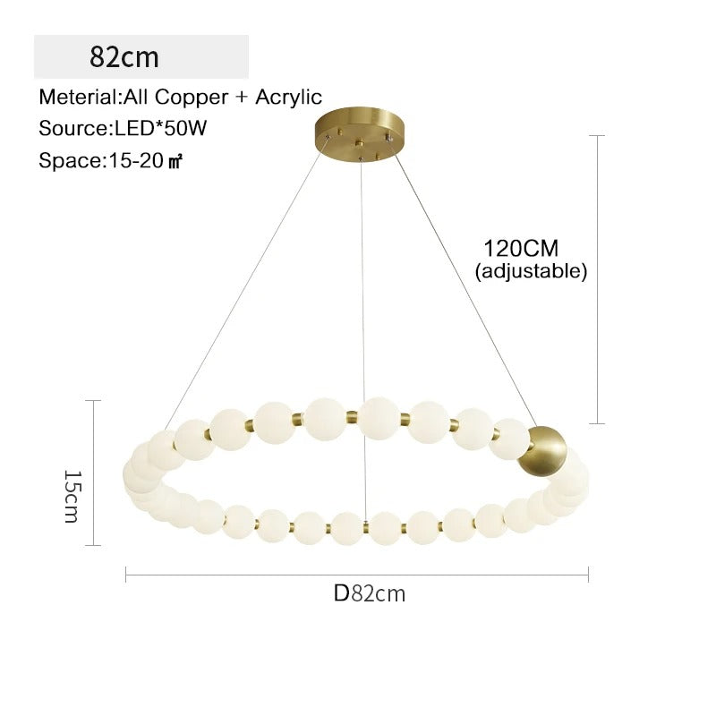 Dakota - Round Adjustable Ring Multi Milk Ball Shade Gold Hanging Chandelier