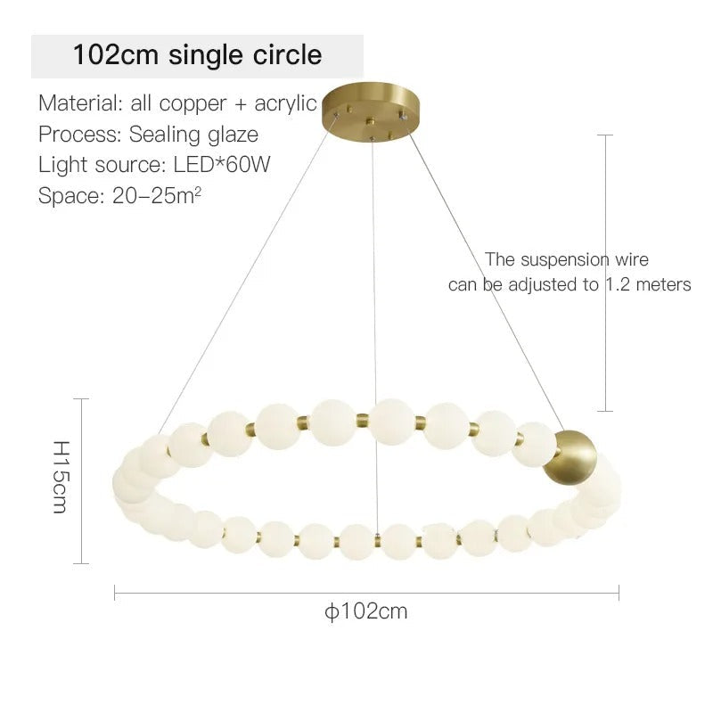 Dakota - Round Adjustable Ring Multi Milk Ball Shade Gold Hanging Chandelier