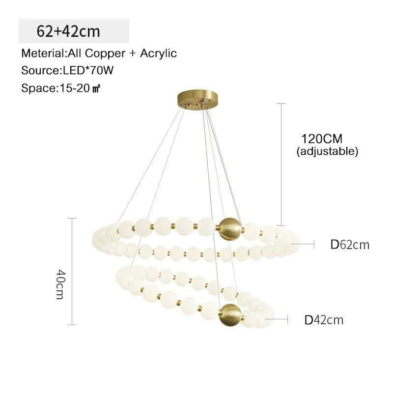 Dakota - Round Adjustable Ring Multi Milk Ball Shade Gold Hanging Chandelier