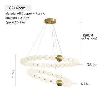 Dakota - Round Adjustable Ring Multi Milk Ball Shade Gold Hanging Chandelier