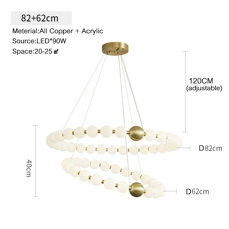 Dakota - Round Adjustable Ring Multi Milk Ball Shade Gold Hanging Chandelier