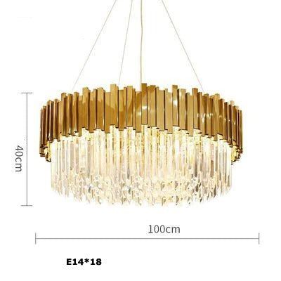 Odessa - Modern Round Gold Crystal Glass Ceiling Light Chandelier