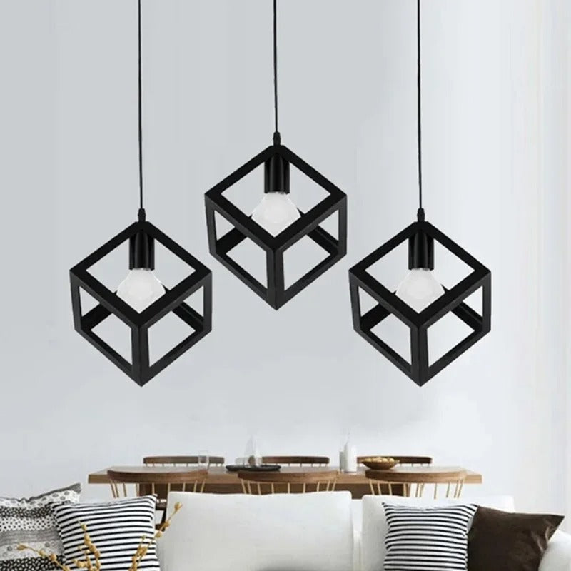 Dru - Modern Square Caged Pendant Hanging Ceiling Light