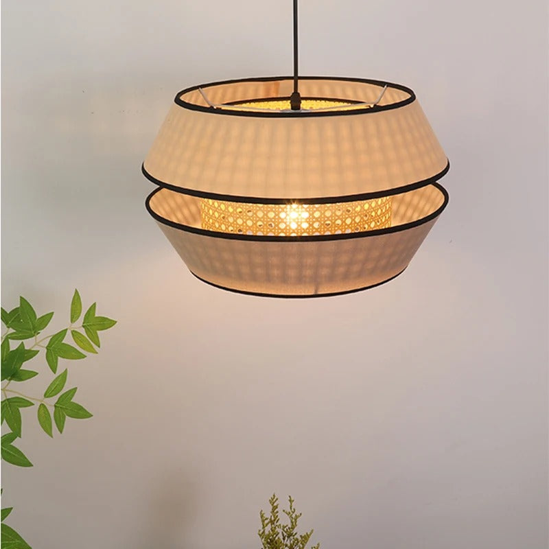 Heredia - Handmade Fabric Wicker Round Pendant Ceiling Light