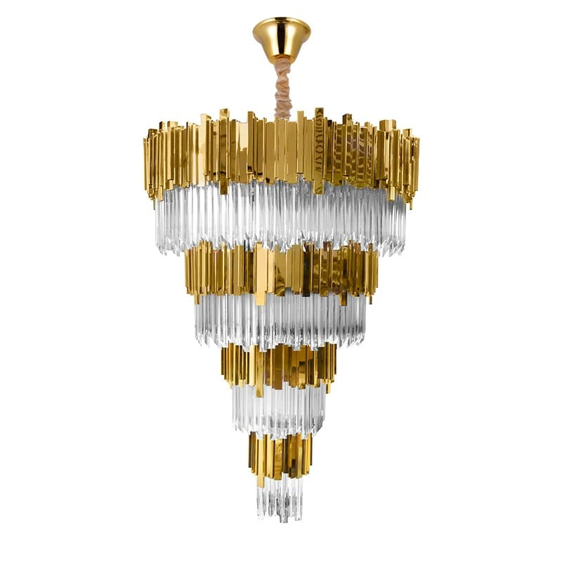 Odessa - Modern Round Gold Crystal Glass Ceiling Light Chandelier