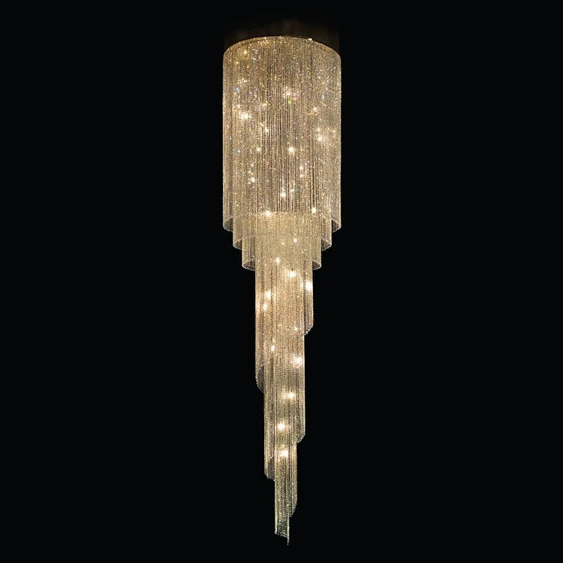 Dolly - Crystal Hanging Tiered Tassel Round Chandelier