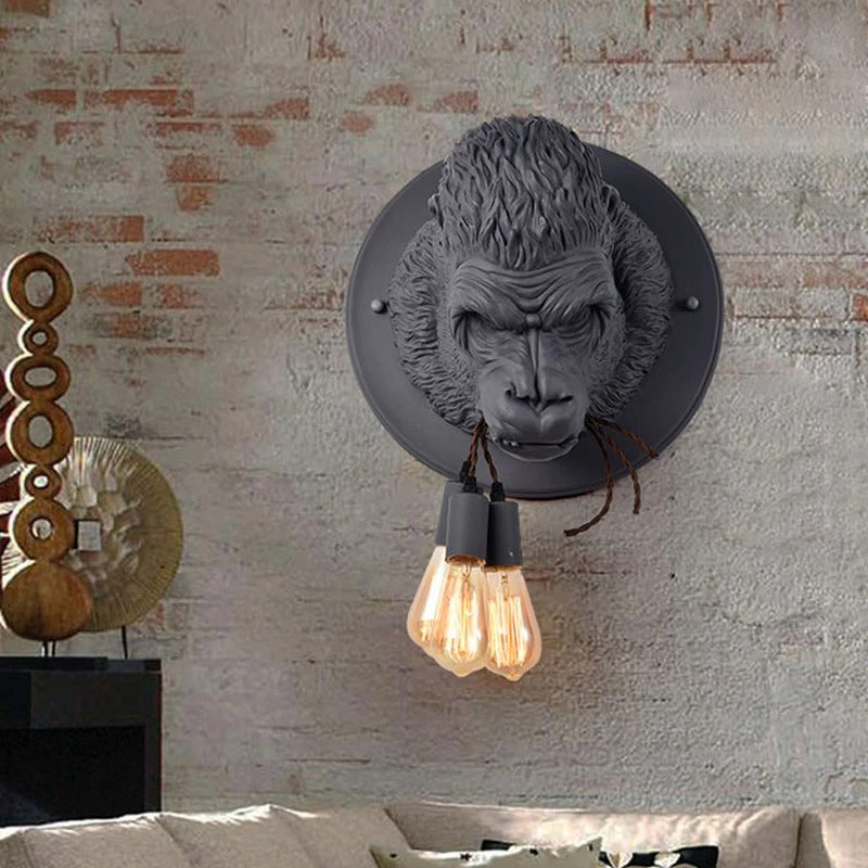 Grissla - Gorilla Head Hanging Bulb Wall Light