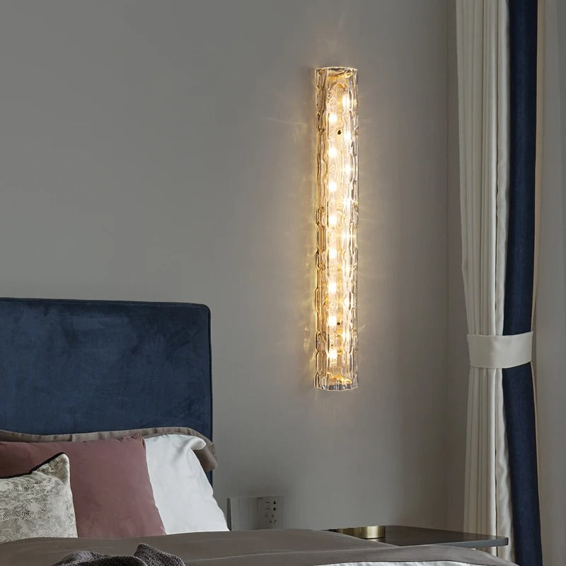 Julius - Modern Crystal Patterned Glass Gold LED Wall Light