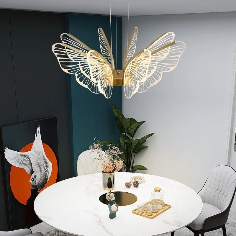 Warren - Gold LED Butterfly Wings Hanging Chandelier