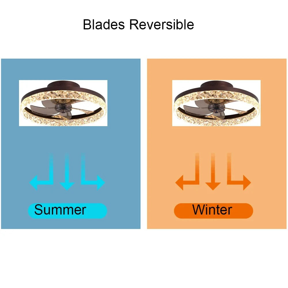 Nyra - Crystal Chandelier Light Ceiling Fan 5 Blade