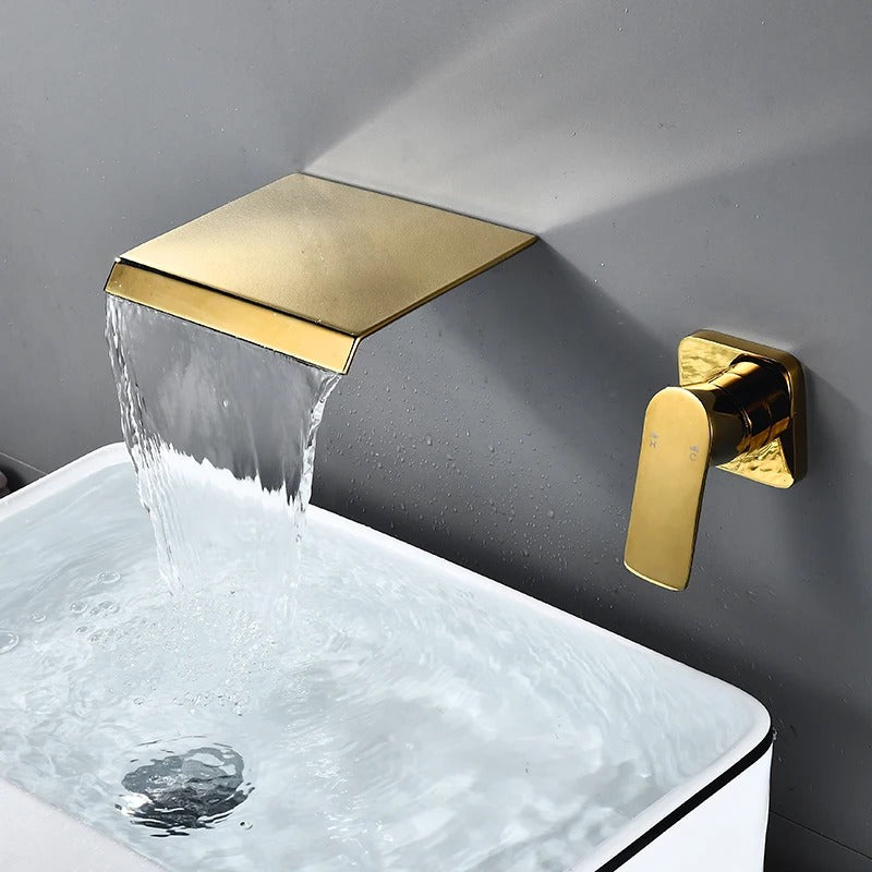 Jair - Modern Waterfall Wall Mounted Single Lever Basin Tap Set