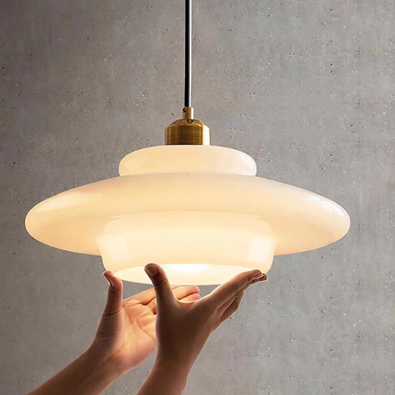 Elvia - Modern Circular Layered Dome Coloured Glass Pendant Ceiling Light