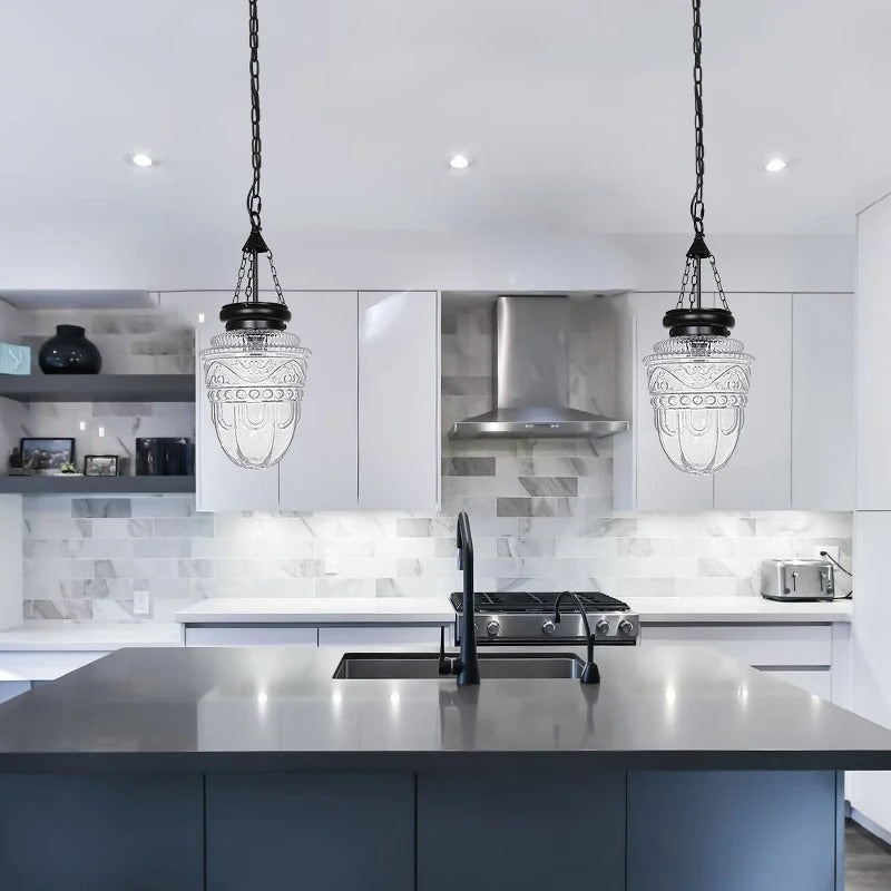 Jakari - Patterned Glass Shade Hanging Pendant Ceiling Light