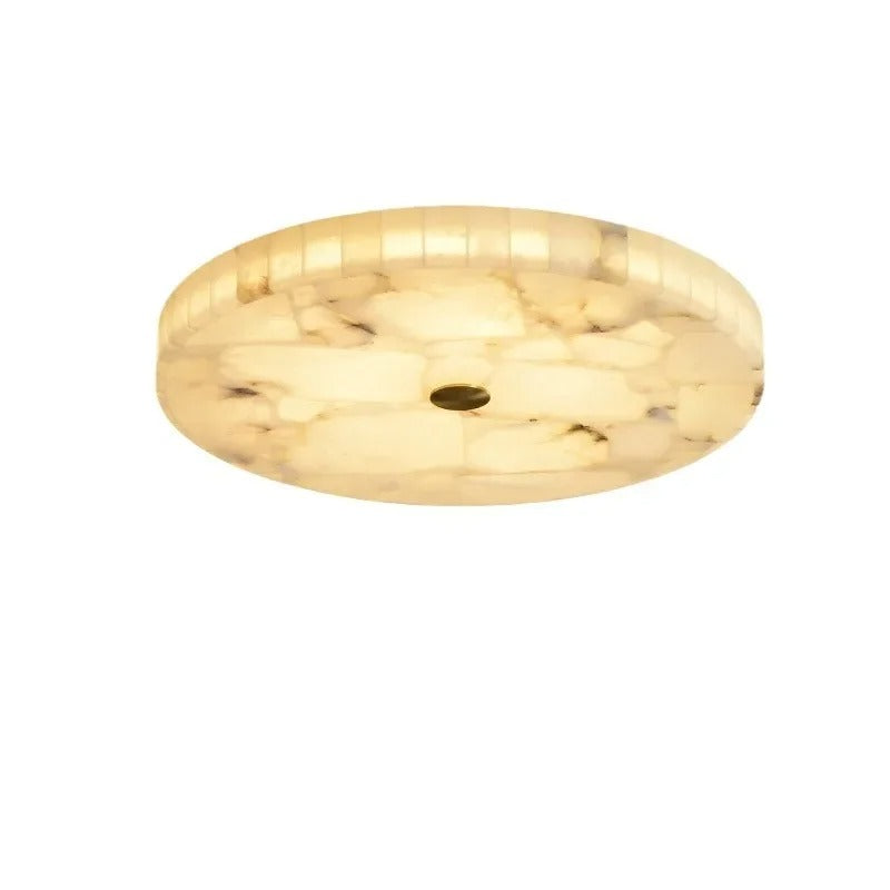 Romede - White Spanish Marble Round Flush Mount Ceiling Light