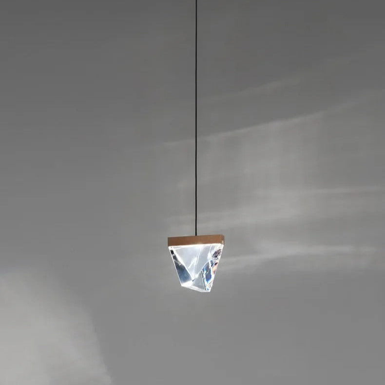 Ace - Crystal Shaped Glass Hanging Gold Ceiling Pendant Light