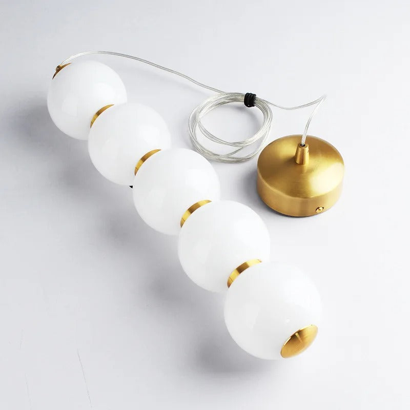 Messiah - String Glass Multi Milk Ball Gold Ceiling Light
