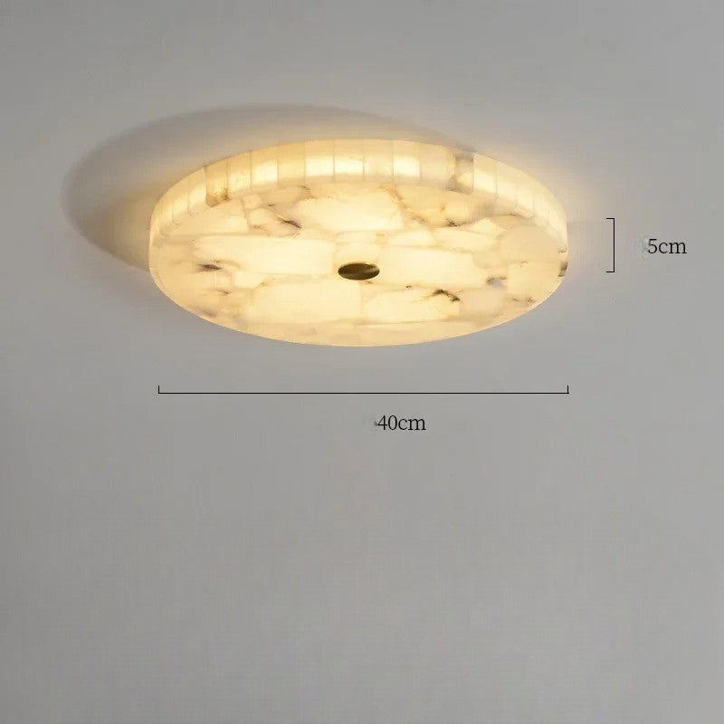 Romede - White Spanish Marble Round Flush Mount Ceiling Light