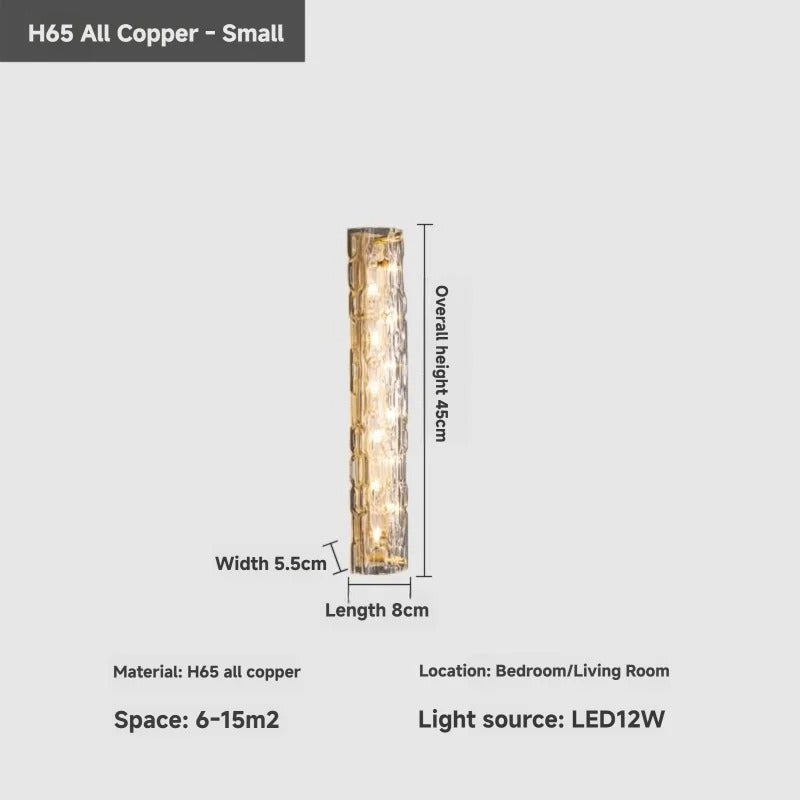 Julius - Modern Crystal Patterned Glass Gold LED Wall Light