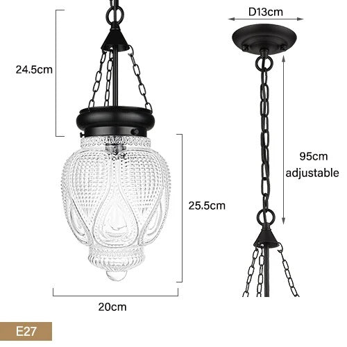 Jakari - Patterned Glass Shade Hanging Pendant Ceiling Light