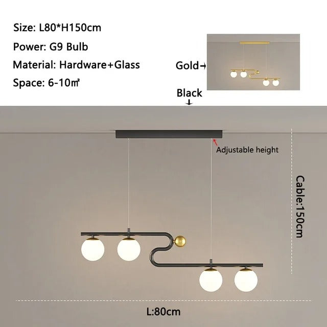 Sheila - Modern Curved Glass Ball Ceiling Light