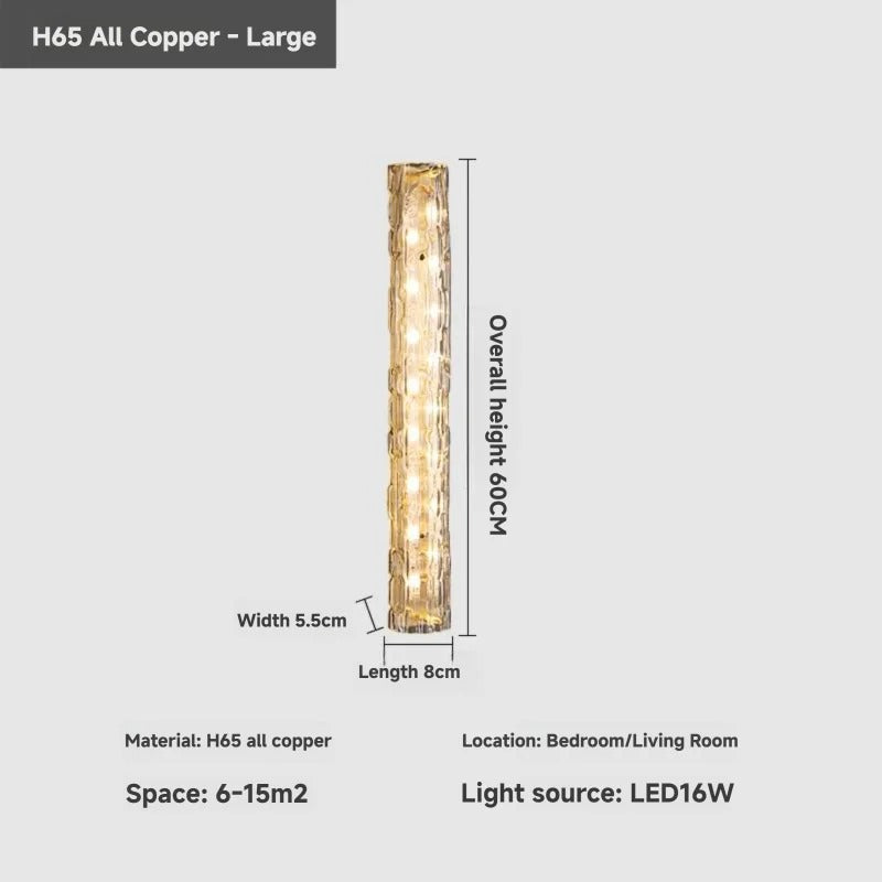 Julius - Modern Crystal Patterned Glass Gold LED Wall Light