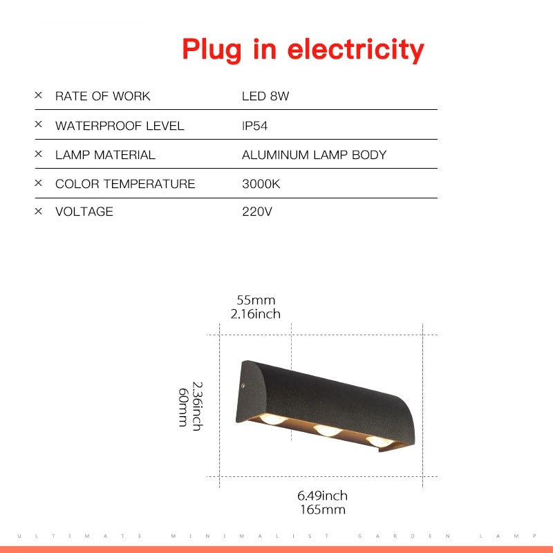 Daksha - Down Shinning Outdoor Wall Light 8W Waterproof