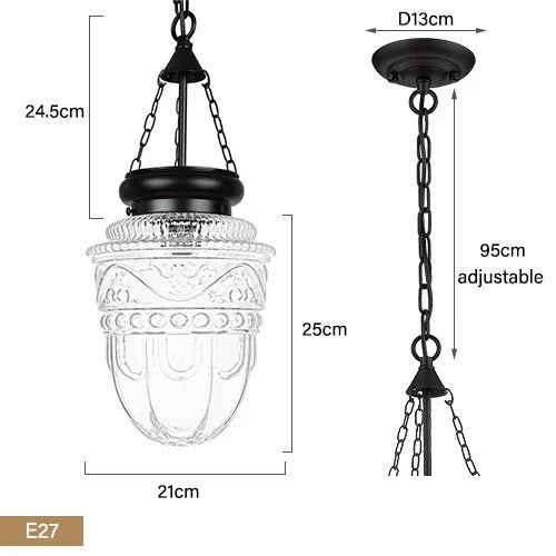Jakari - Patterned Glass Shade Hanging Pendant Ceiling Light