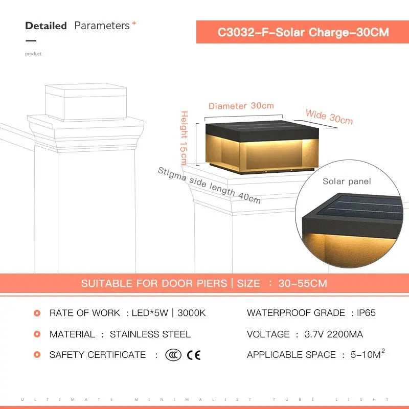 Redd - Black Square Solar Powered Outdoor Light Box