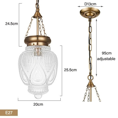 Jakari - Patterned Glass Shade Hanging Pendant Ceiling Light
