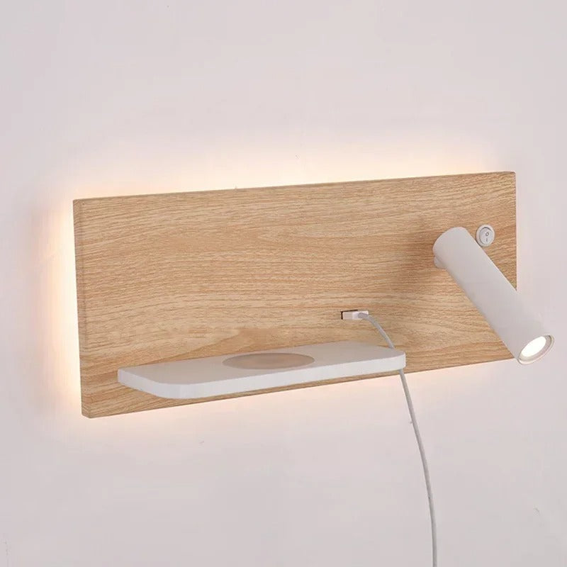Cassandra - Modern Dual Wall Reading Light with Wireless Phone Charger Charging