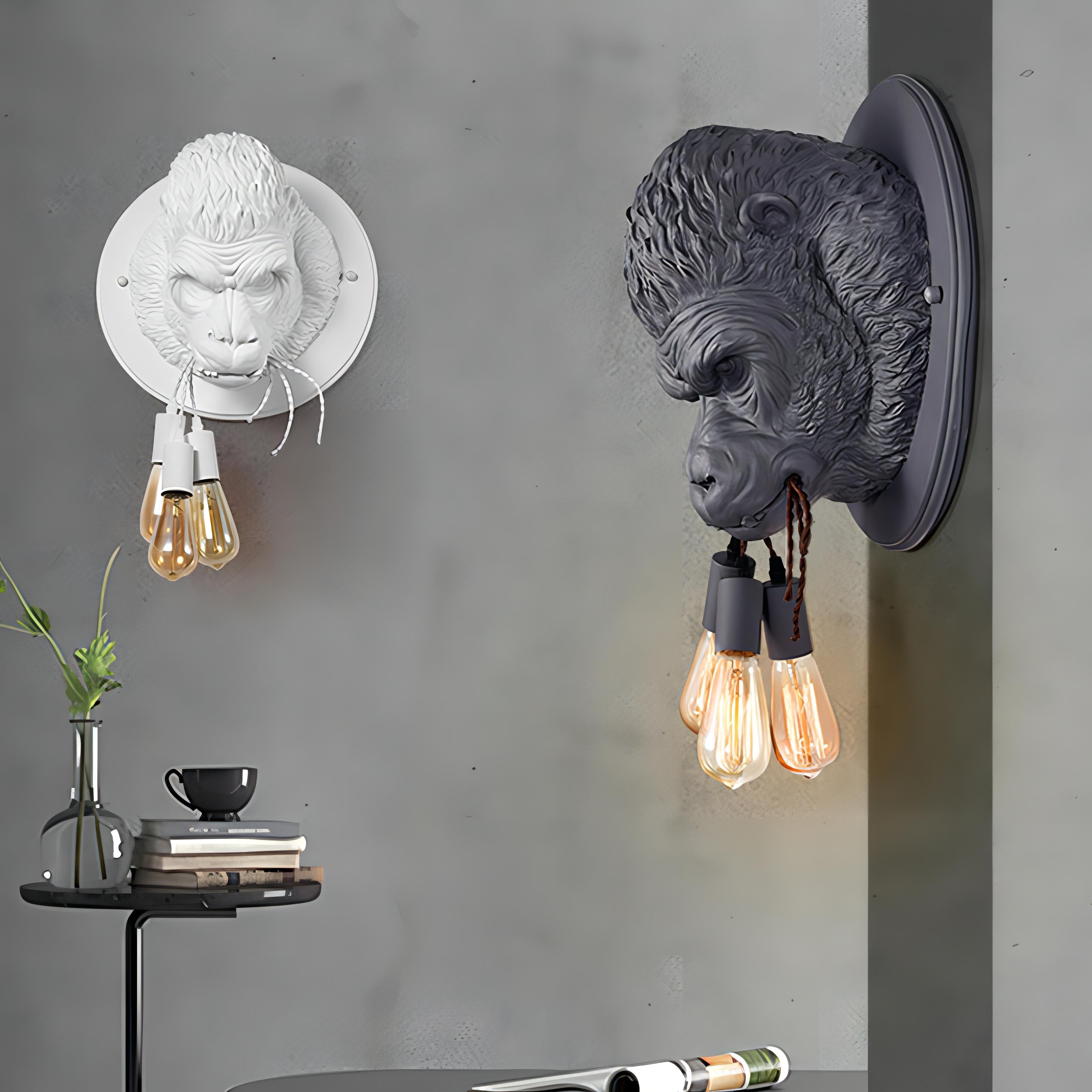 Grissla - Gorilla Head Hanging Bulb Wall Light