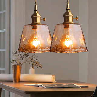 Sergia - Retro Brass Stained Glass Hanging Lamp